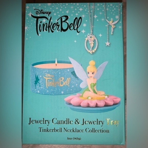 Tinkerbell candle and jewellery tray . IT HAS NO JEWELRY IN IT  . - Picture 1 of 3